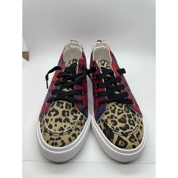 Jellypop Black & Red Plaid Leopard Kory Sneaker - Women Size 8.5 - Picture 2 of 15